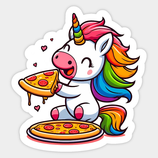 Pizza Unicorn Lover, Love Eating Pizza Sticker by logiamerch